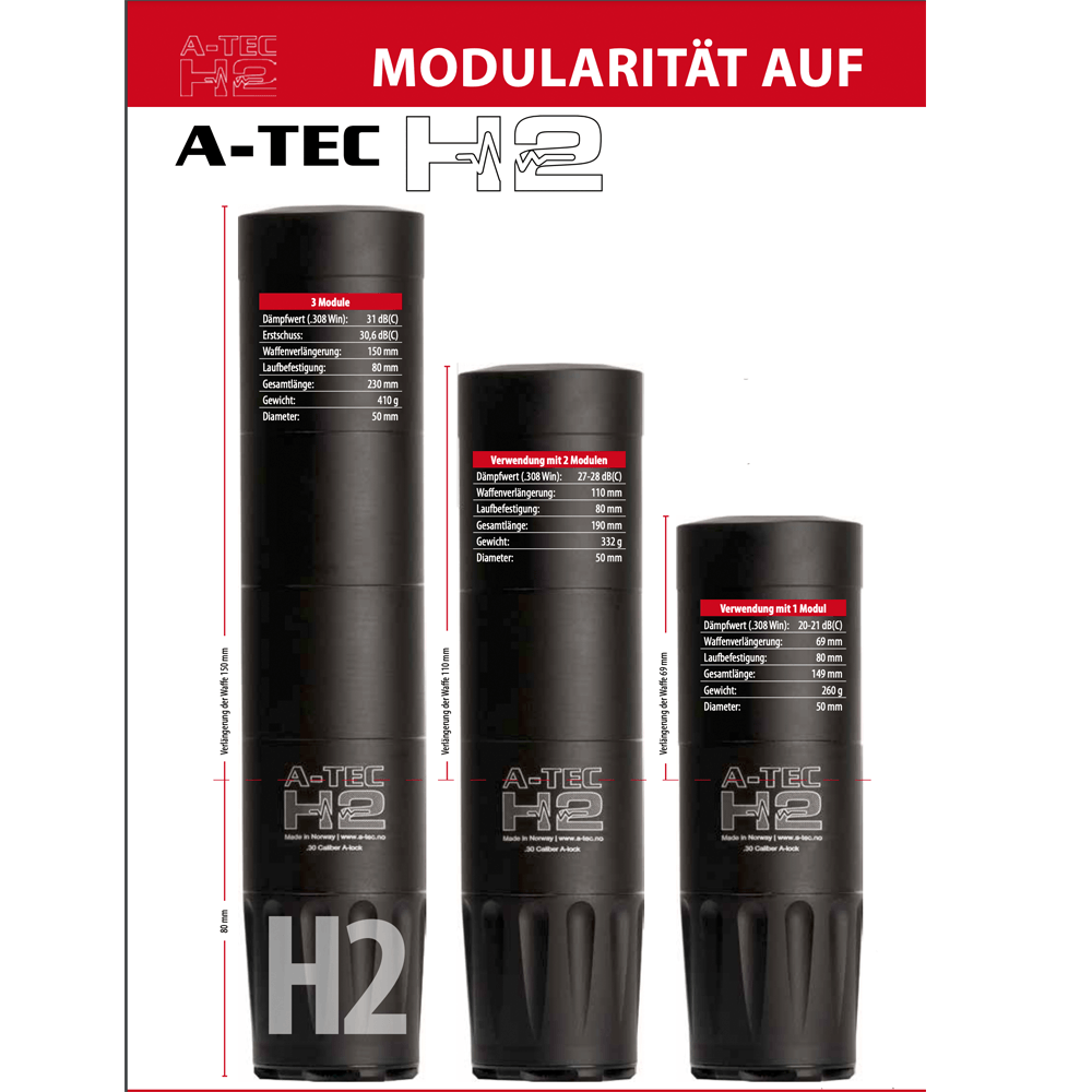 Datenblatt Schalldämpfer A-TEC H2 mit modularen Aufbau